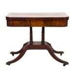 A Regency mahogany, crossbanded and inlaid card table:,