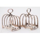 A pair of Edward VIII silver four-division toast racks, maker Walker & Hall, Sheffield,