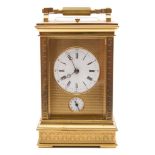 A French Victorian Anglaise carriage clock: the eight-day duration movement having a replaced