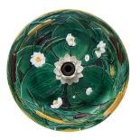 A Minton majolica 'lotus and bullrush' centrepiece: modelled with central blue tinted white bloom,