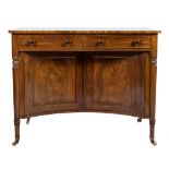A George IV mahogany dressing table :, the top with a crossbanded and line inlaid border,