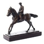 Catharni Stern (1925 - 2015) A bronze study of a show jumper and rider:, on a rectangular base,