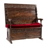 An early 18th Century oak monk's bench:,