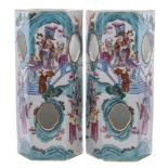 A pair of Chinese porcelain hat stands or lanterns: of hexagonal form,