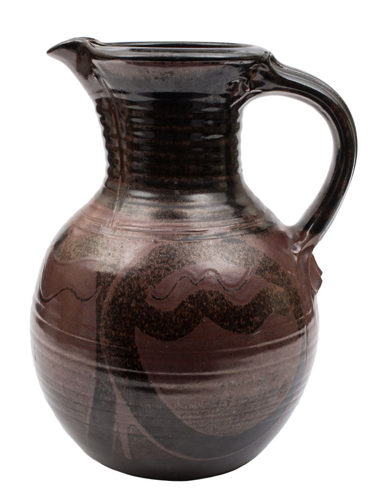 * Michael Casson OBE (1925-2003) a large stoneware jug: of oviform with raised ribbed neck and