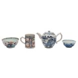 Four items of Chinese porcelain: comprising a famille rose mandarin pattern cylindrical mug,