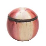 A South Staffordshire enamel bonbonniere in the form of an apple: painted with yellow,