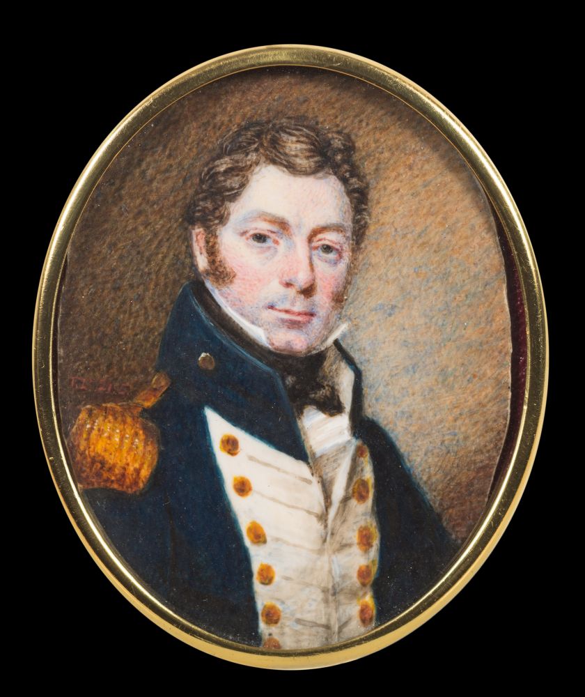 English School Circa 1800- A miniature portrait of a Naval Officer,