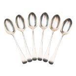A set of six George III silver old English pattern table spoons, London 1791, maker William Chawner,