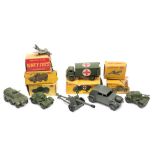 Dinky Military group:, Military Ambulance (62), two Armoured Cars (670),