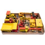 A Dinky Construction vehicles group:, Aveling-Barford Centaur, Tractor Shovel, Shovel Dozer,