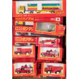 Tomica Dandy (Japan) a collection of various commercial and fire emergency vehicles:, boxed.