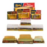 A collection of empty Dinky boxes:, plastic case, blister pack and window versions Jensen FF (188),