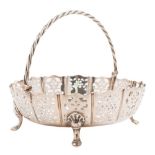 A George V silver swing-handled basket, maker Walker & Hall, Sheffield,