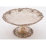 An Edward VII silver pedestal bon bon dish, maker's mark worn, London,