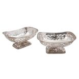 A pair of George V silver pedestal serving baskets, maker P Ashberry & Sons, Sheffield,