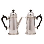 A pair of George VI silver coffee and hot water jugs, maker Mappin & Webb, London,