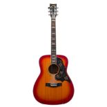 A Yamaha FG-351SB acoustic guitar:, mother of pearl chevron fret markers,