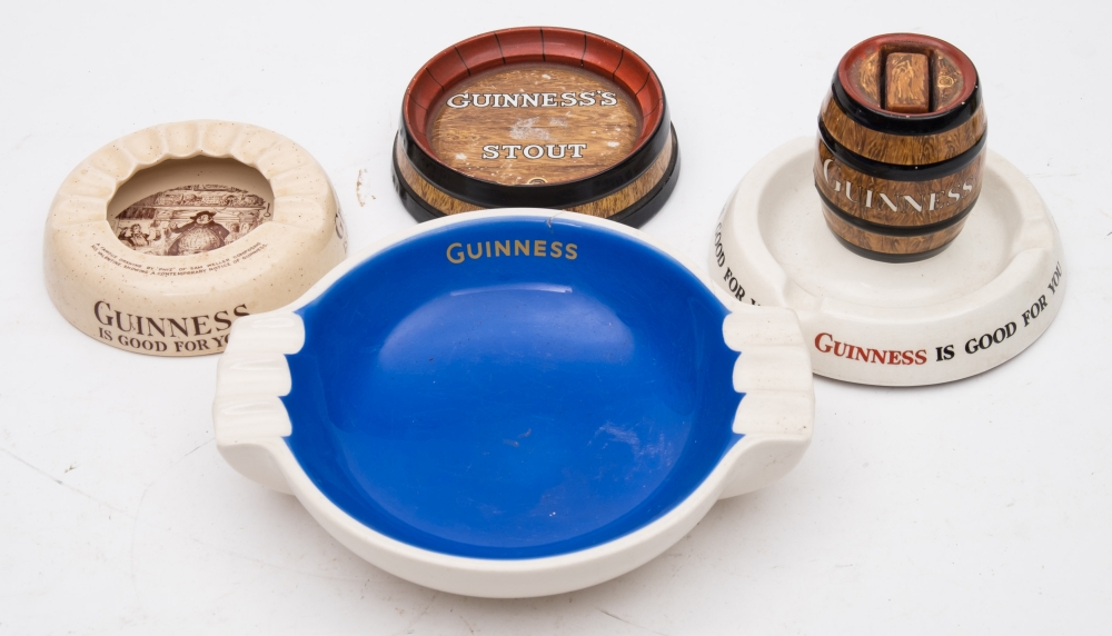 A Minton Guinness barrel ashtray and match holder:,