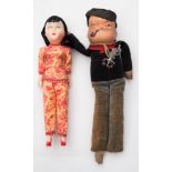 A Continental composition Popeye doll and a celluloid doll of an East Asian girl:,