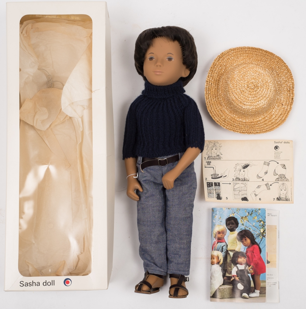 A Sasha 'Doll 'Gregor Dar Denims' No 301:, vinyl body with black hair, painted face,