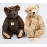 Two Steiff '1920 Classic' Teddy Bears:, one in blonde plush, the other in a brown plush,