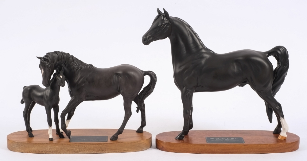 Two Beswick Connoisseur models ''Morgan Horse' and 'Black Beauty and Foal':,