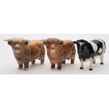 Two Beswick models of Highland cattle:,