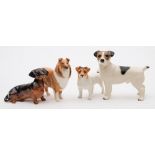 A group of four Beswick dogs:, comprising two Jack Russell,
