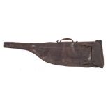 A brown leather soft shell leg o'mutton gun case:.