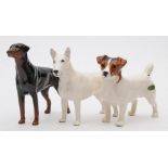 A group of three Beswick dogs:, Jack Russell Terrier,