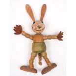 An early 20th century Oswald The Lucky Rabbit wooden articulated toy by Dean's Rag Doll Co ,