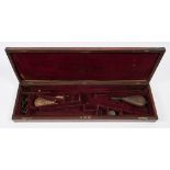 A 19th century mahogany and brass bound gun case:,