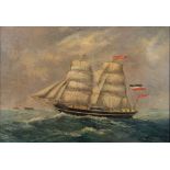English School- Elizabeth, a two master trading ship off shore,:- oil on canvas 55 x 80cm.