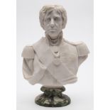 A carved marble bust of Lord Nelson after Fredericks:,