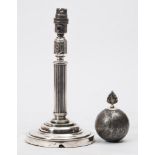 A maritime themed silver plated table lamp base:,