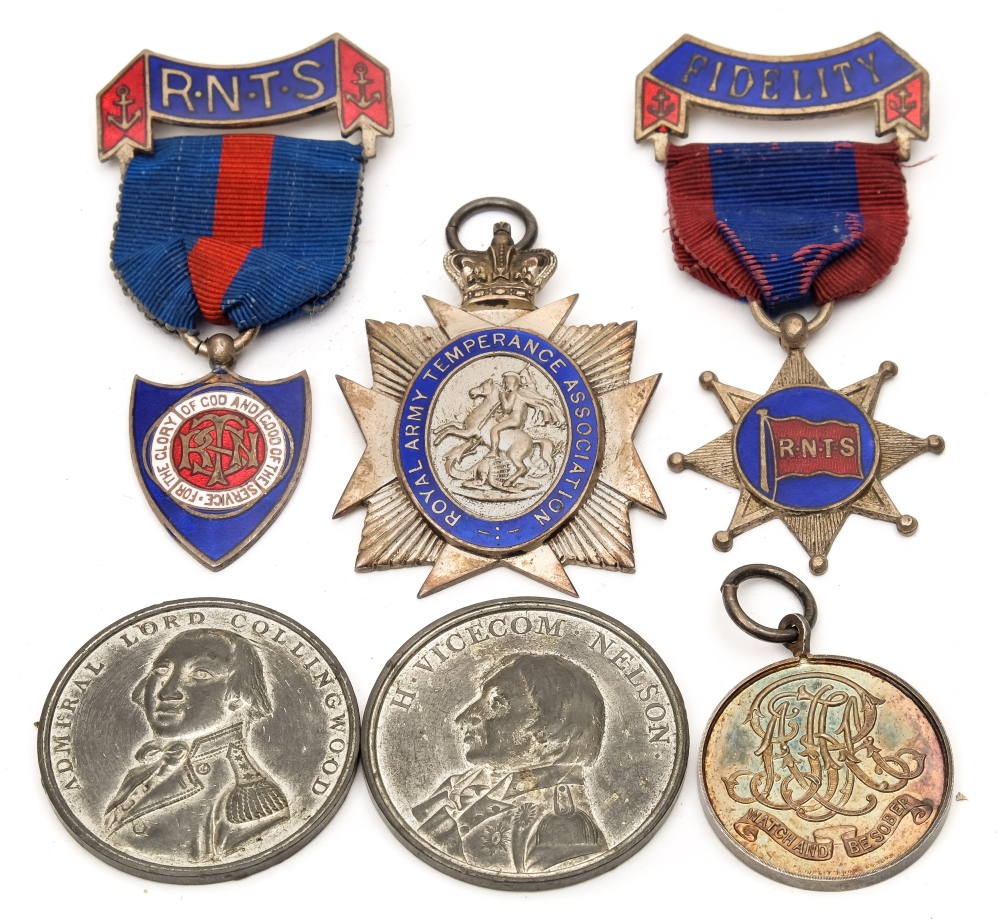 Two enamel Royal Navy Temperance Society jewels:,