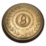 A Regency circular brass Lord Nelson commemorative tompion:,