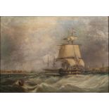Circle of John Wilson [1774-1855]- British frigate leaving Portsmouth Harbour,