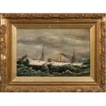 English School SS Sicilian in heavy seas:, oil on board, 29.5 x 45.5cm.