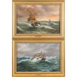 Antonio de Simone [1951-1907]- HMS Renown; HMS Revenge,:- a pair, both signed and dated 1862,