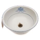 A Victorian circular blue and white wash bowl for the Royal Mail Steam Packet Company by G L