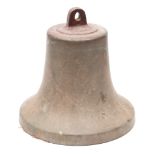 A ship's bell, possibly Russian:, cast in brass with the name inscribed to the rim 'Manmakca',