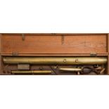 A Victorian brass 3 inch refracting telescope:, unsigned,
