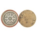 A circular brass cased 3 inch dry card compass:, the cover inscribed 'James Ives Edwards', 7.