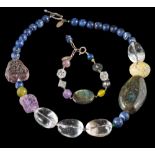 A multi-gem set single-string necklace by Katherine Bree: comprising labradorite and amethyst