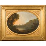 Manner of Claude Lorrain [18th Century, Dutch School]- A classical upland lake scene,