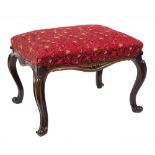 A Victorian carved mahogany rectangular stool:,