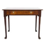 An 18th Century oak rectangular side table:, the overhanging top with a moulded edge,