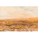 Thomas Collier [1840-1891] - Dartmoor; an extensive landscape with sheep,